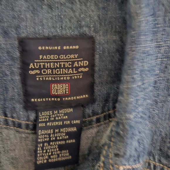 Faded Glory denim ladies jacket size M American flag - Picture 4 of 9